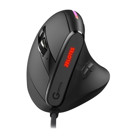 ZELOTES T50 9-Keys RGB Lighting Effect Vertical Grip Ergonomic Programming Wired Mouse(Black) - Wired Mice by ZELOTES | Online Shopping South Africa | PMC Jewellery | Buy Now Pay Later Mobicred