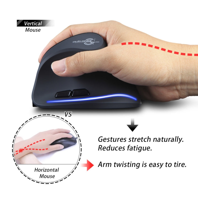 ZELOTES F35 6-buttons Vertical Grip Ergonomic Rechargeable Wireless Mouse(Blue Light) - free shipping - PMC TechLife - Order now!