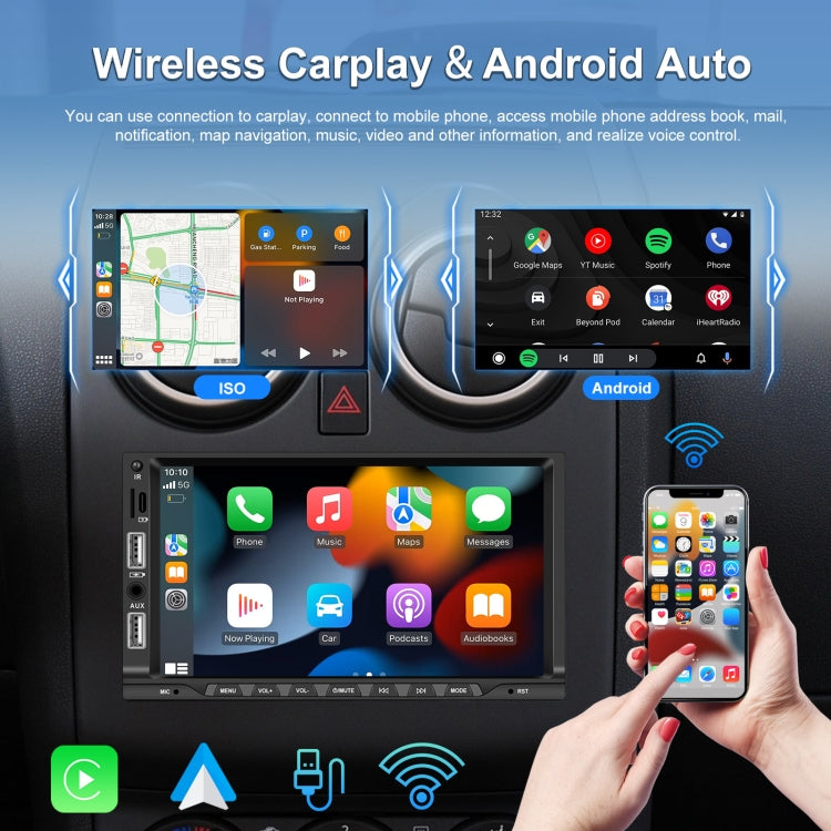 7-inch Double Din Car MP5 Player Support CarPlay/Android Auto/Mirror Link/Bluetooth With AHD Camera - Car MP3 & MP4 & MP5 by PMC Jewellery | Online Shopping South Africa | PMC Jewellery | Buy Now Pay Later Mobicred