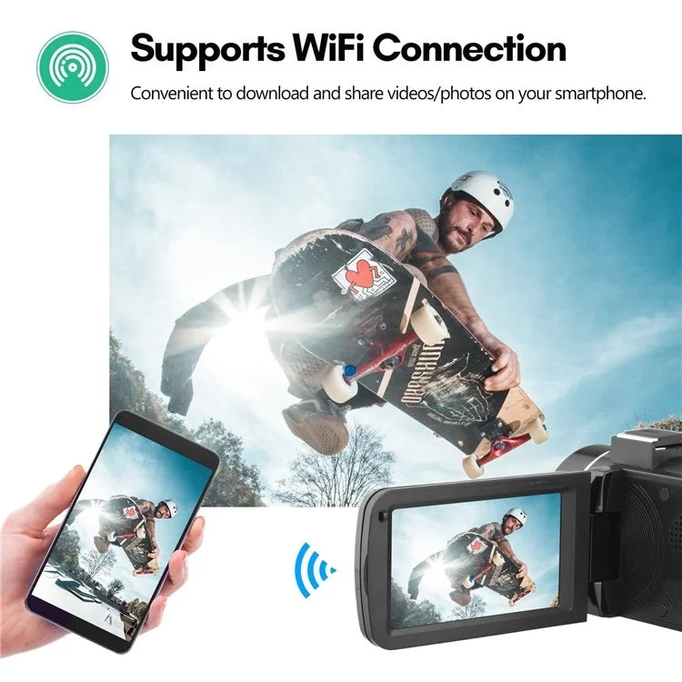 4K  Digital Video Camera 3 Inch IPS Touch Screen 56MP 18X Digital Zoom WiFi Camcorder, Spec: Set 3 - Video Cameras by PMC TechLife | Online Shopping South Africa | PMC TechLife | Buy Now Pay Later Mobicred