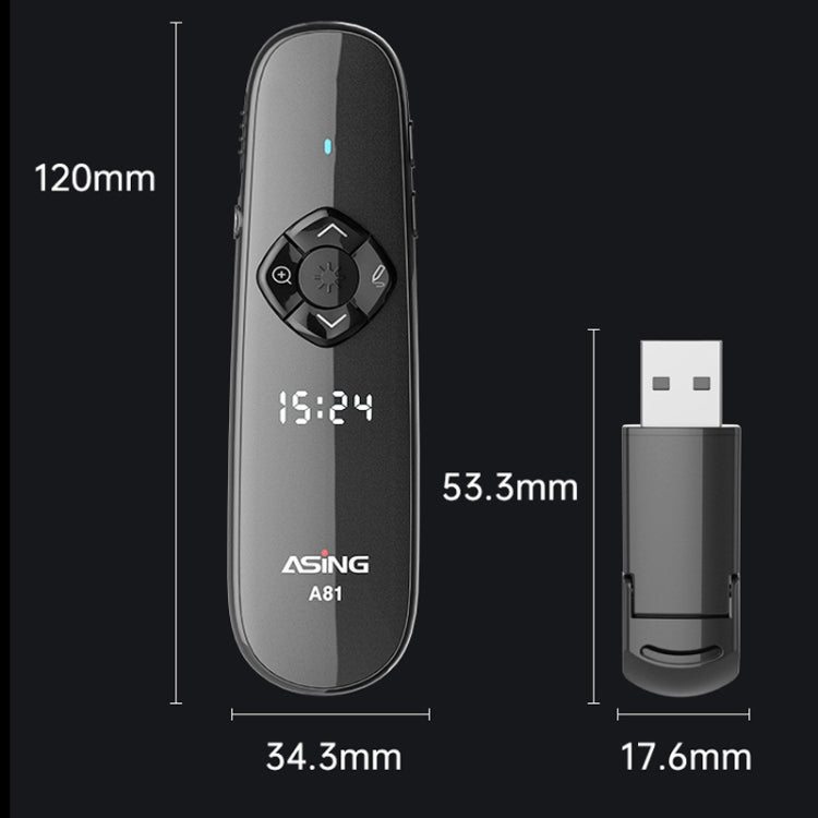 ASiNG A81 PPT Page Turning Clicker With Timing Function & 32G 3-in-1 USB Receiver, Color: Green Light - free shipping - PMC TechLife - Order now!