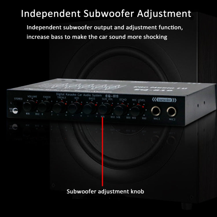 EQ-819 Car Audio Equalizer EQ Tuning Crossover Amplifier Supports Dual Microphone Input Reverberation Adjustment - Car Amplifiers by PMC Jewellery | Online Shopping South Africa | PMC Jewellery | Buy Now Pay Later Mobicred