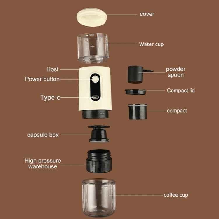 Wireless Portable Coffee Machine Compatible With Ground Coffee & NS Capsule(White) - free shipping - PMC TechLife - Order now!