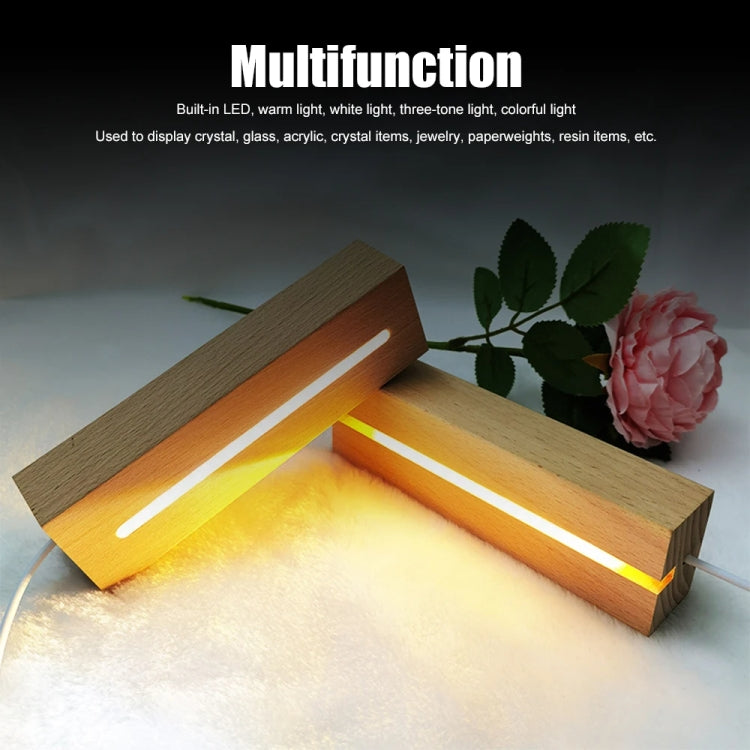 LED Light Solid Wood Luminous Base for Resin Art Acrylic Glass Lights Rectangular Slot 15cm(Three-color Light) - free shipping - PMc TechLife - Order now!