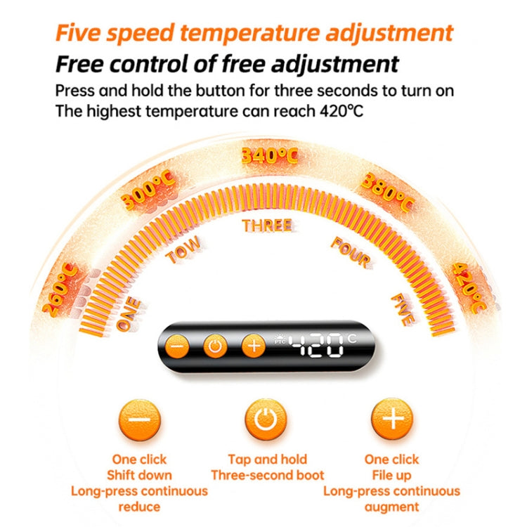 USB Digital Display Charging Soldering Iron Set 5-speed Temperature Adjustable Standard Edition Orange - Soldering Iron Set by PMc TechLife | Online Shopping South Africa | PMc TechLife | Buy Now Pay Later Mobicred