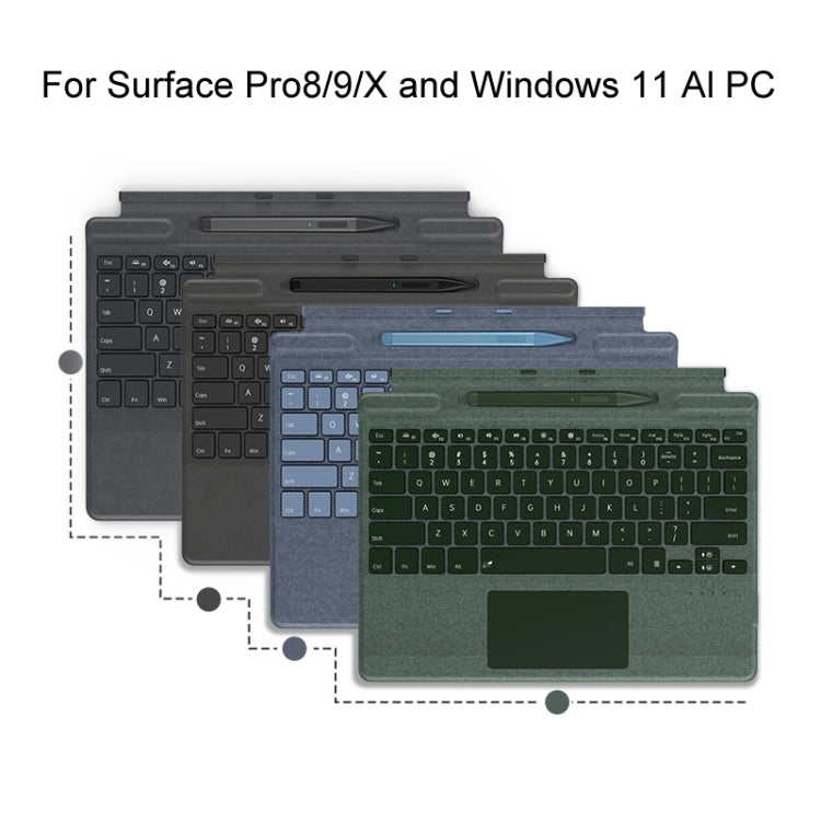 For Microsoft Surface Pro 8 / 9 / 10 / X Bluetooth Keyboard Magnetic Tablet Wireless Touch Backlit Keyboard With Pen Slot(Black) - free shipping - PMC TechLife - Order now!