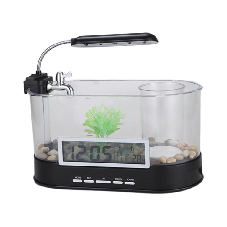 1.8L LED Light Desktop Water Flow Mini Fish Tank Home Turtle Tank Self-Circulating Aquarium(Black) - Fish Tanks & Accessories by PMC Jewellery | Online Shopping South Africa | PMC Jewellery | Buy Now Pay Later Mobicred