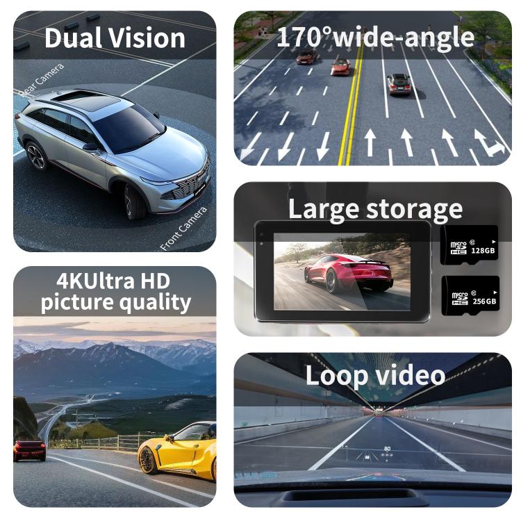 4K+1080P Driving Recorder Dual Front & Rear Recording WIFI Reversing Images(X16) - Car DVRs by PMC TechLife | Online Shopping South Africa | PMC TechLife | Buy Now Pay Later Mobicred