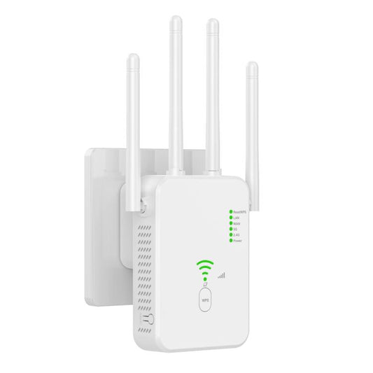 Urant U10 1200Mbps 2.4G & 5.8G Wireless Repeater WiFi Signal Amplifier With 4 Antenna UK Plug White - Broadband Amplifiers by Urant | Online Shopping South Africa | PMC Jewellery | Buy Now Pay Later Mobicred