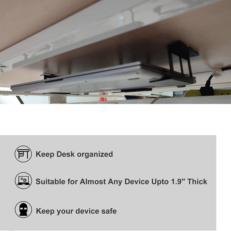Under Desk Laptop Tablet Mini PC Storage Stand Metal Invisible Tray Rack, Height: 6.8cm - Laptop Stand by PMC TechLife | Online Shopping South Africa | PMC TechLife | Buy Now Pay Later Mobicred