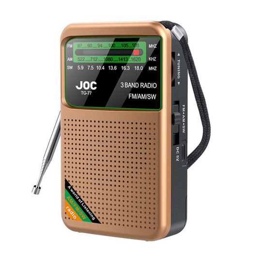 JOC TG-77 Mini FM / AM / SW Portable Full-Band Full-Channel Radio(Gold) - Radio Player by JOC | Online Shopping South Africa | PMC Jewellery | Buy Now Pay Later Mobicred