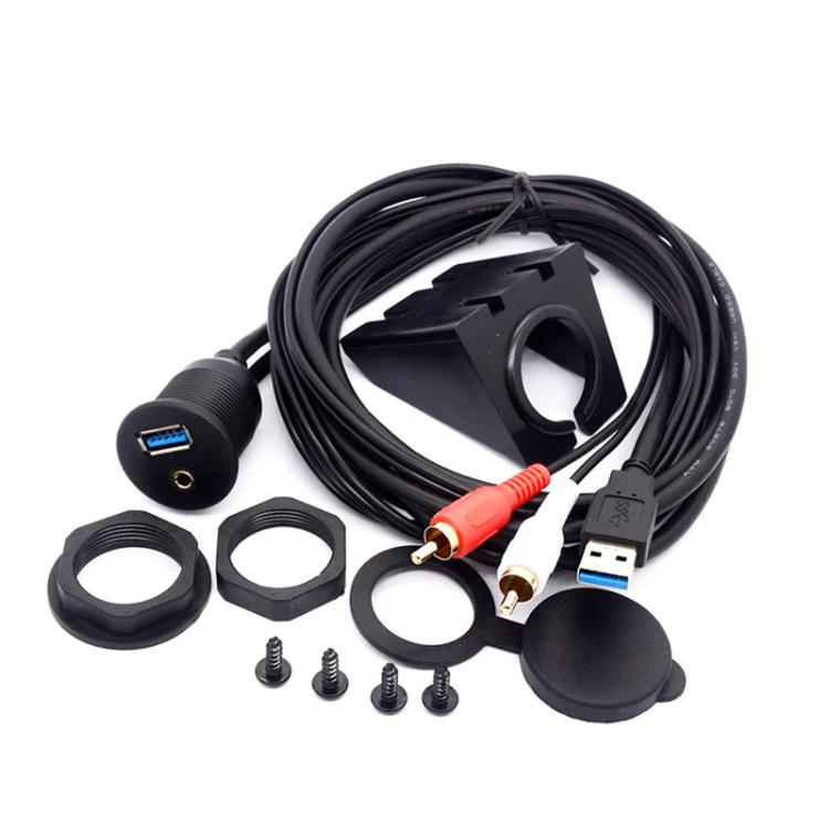 2m USB3.0+2RCA Car Waterproof Cable Motorcycle Panel Boat Instrumentation Wire - DIY Cables by PMc TechLife | Online Shopping South Africa | PMc TechLife | Buy Now Pay Later Mobicred