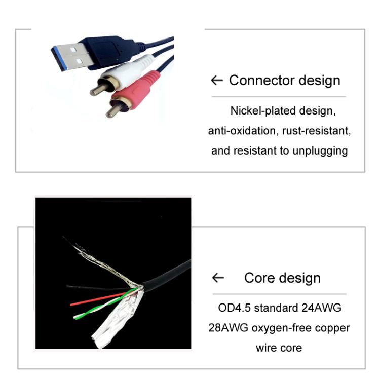 2m USB3.0+2RCA Car Waterproof Cable Motorcycle Panel Boat Instrumentation Wire - DIY Cables by PMc TechLife | Online Shopping South Africa | PMc TechLife | Buy Now Pay Later Mobicred