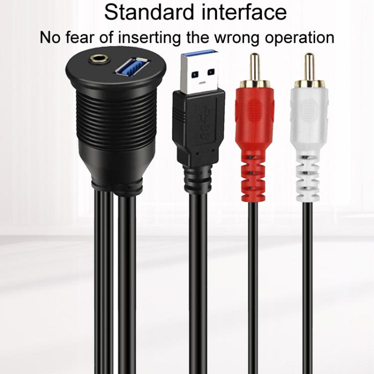 2m USB3.0+2RCA Car Waterproof Cable Motorcycle Panel Boat Instrumentation Wire - DIY Cables by PMc TechLife | Online Shopping South Africa | PMc TechLife | Buy Now Pay Later Mobicred