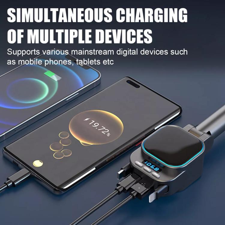 BC97 Dual Retractable Cable Car Charger Automobile Bluetooth MP3 Player - Car Charger by PMc TechLife | Online Shopping South Africa | PMc TechLife | Buy Now Pay Later Mobicred