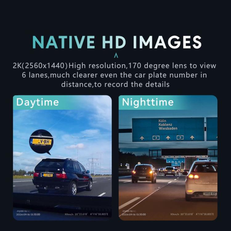 Anytek T3 PRO 2 inch 2K HD Night Vision Car Recorder Hidden Car Camera Front & Rear Dual Recording(Black) - free shipping - PMc TechLife - Order now!