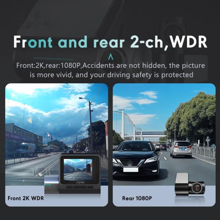 Anytek T3 PRO 2 inch 2K HD Night Vision Car Recorder Hidden Car Camera Front & Rear Dual Recording(Black) - free shipping - PMc TechLife - Order now!