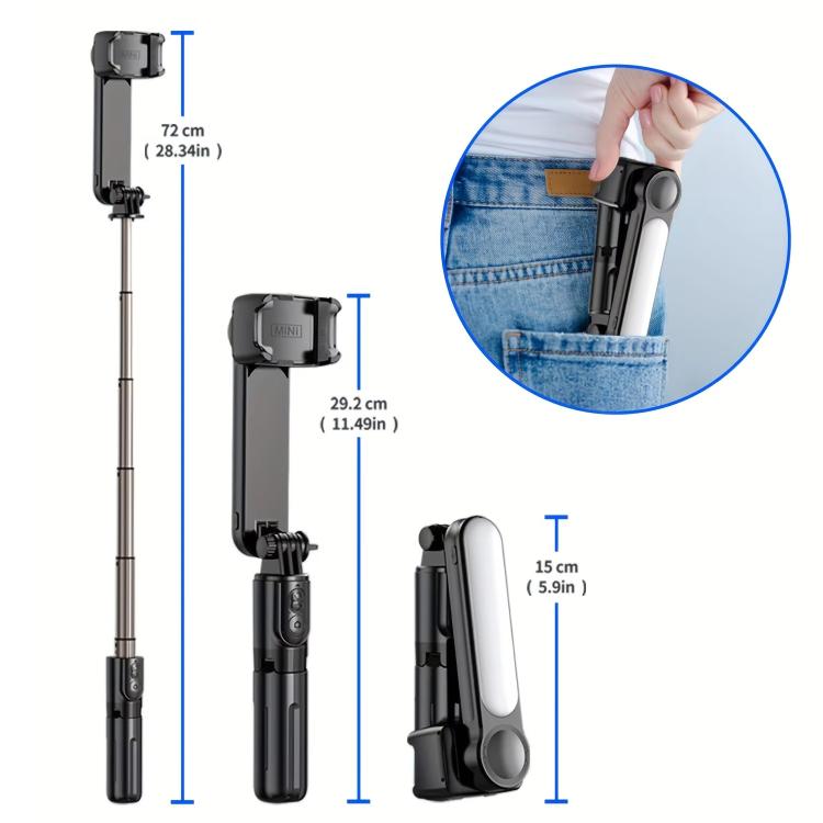 L09 Mini Handheld Folding Anti-shake Stabilizer Bluetooth Beauty Fill Light Selfie Stick(White) - Selfie Sticks by PMC TechLife | Online Shopping South Africa | PMC TechLife | Buy Now Pay Later Mobicred