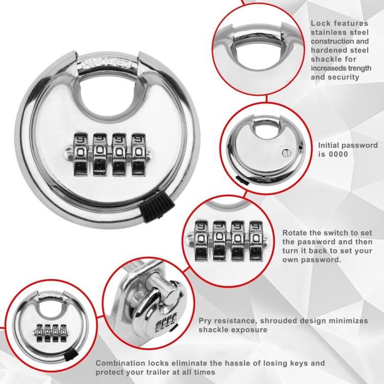 Coupler Gooseneck Hitch Trailer Lock For Heavy Trailer Transporter RV, Color: Silver + Key Lock - Towing Bars by PMc TechLife | Online Shopping South Africa | PMc TechLife | Buy Now Pay Later Mobicred