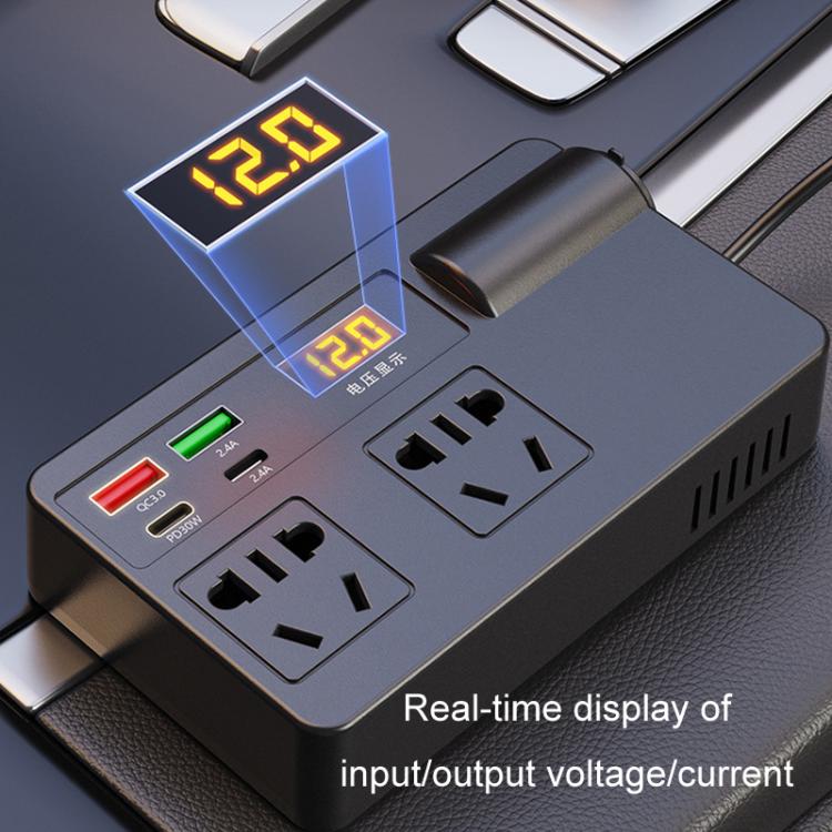 12V24V To 220V Car Multi-Function Inverter Socket Fast Charger(With Digital Display) - Others by PMc TechLife | Online Shopping South Africa | PMc TechLife | Buy Now Pay Later Mobicred