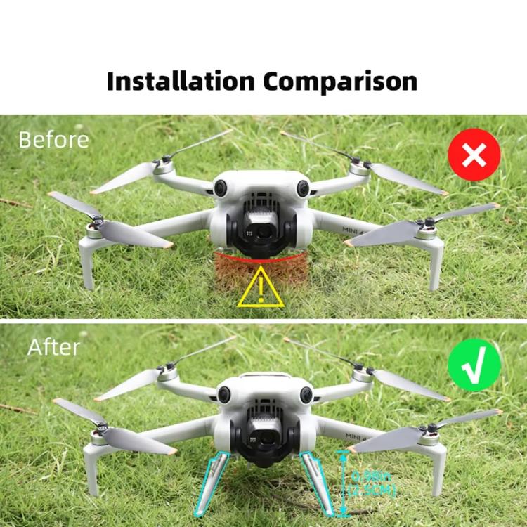 For DJI Mini 4 Pro BRDRC Booster Landing Gear Folding Strap Kickstand(Gray) - free shipping - PMc TechLife - Order now!