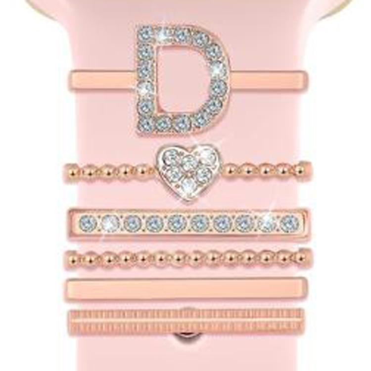 6pcs / Set Smart Watch Silicone Band Decorative Ring Metal Accessories, Size: D(Rose Gold) - Watch Decorations by PMC TechLife | Online Shopping South Africa | PMC TechLife | Buy Now Pay Later Mobicred