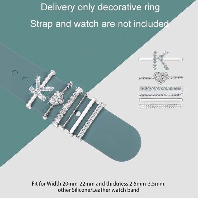 6pcs / Set Smart Watch Silicone Band Decorative Ring Metal Accessories, Size: W(Silver) - Watch Decorations by PMC TechLife | Online Shopping South Africa | PMC TechLife | Buy Now Pay Later Mobicred