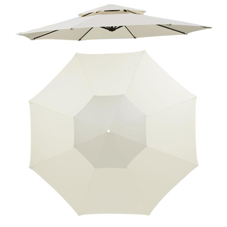 2.7 Meters 8-Rib Replacement Canopy For Outdoor Patio Umbrella Double Top Waterproof Sunshade Fabric(Beige) - Patio Umbrella by PMc TechLife | Online Shopping South Africa | PMc TechLife | Buy Now Pay Later Mobicred
