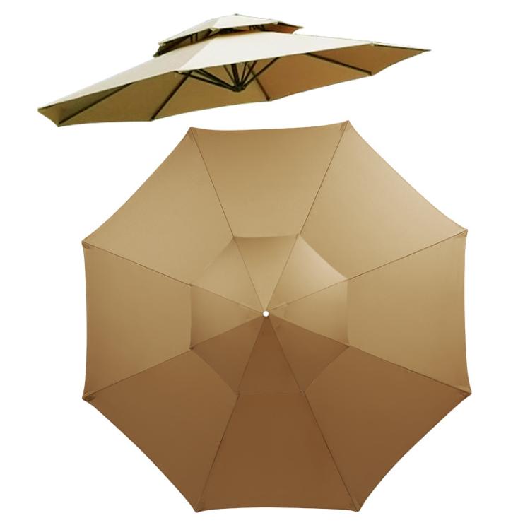 2.7 Meters 8-Rib Replacement Canopy For Outdoor Patio Umbrella Double Top Waterproof Sunshade Fabric(Khaki) - free shipping - PMc TechLife - Order now!