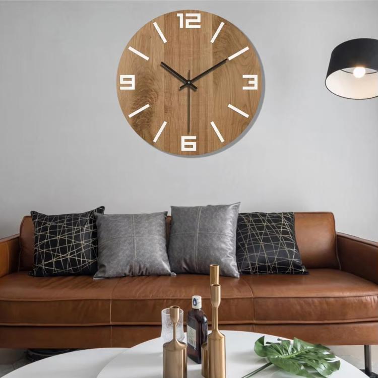 12-inch Imitation Wood Grain Texture Decorative Wall Clock Silent Quartz Clock Holiday Gift HR-CMW11 - free shipping - PMC TechLife - Order now!