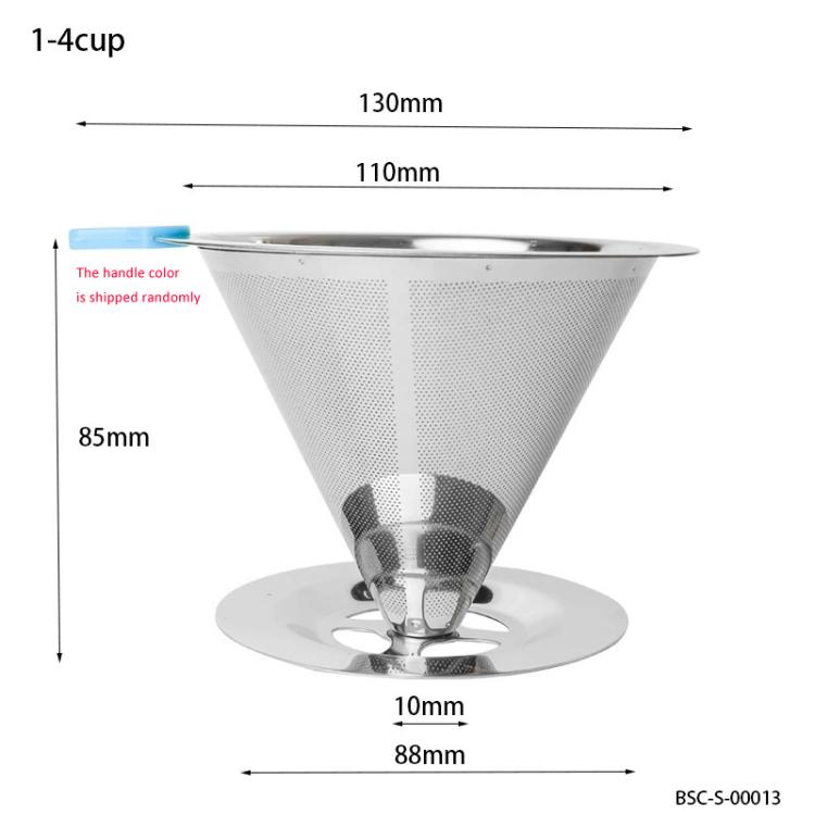 V60 Stainless Steel Coffee Filter with Base for Pour Over Brewing, Spec: 1-4 Cups 300-mesh - free shipping - PMC TechLife - Order now!