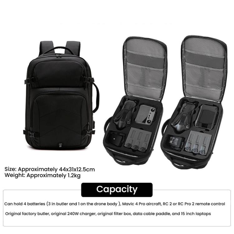 For DJI Mavic 4 Pro Fly More Combo / Creator Combo Backpack 15-inch Laptop Bag(Black) - free shipping - PMC TechLife - Order now!