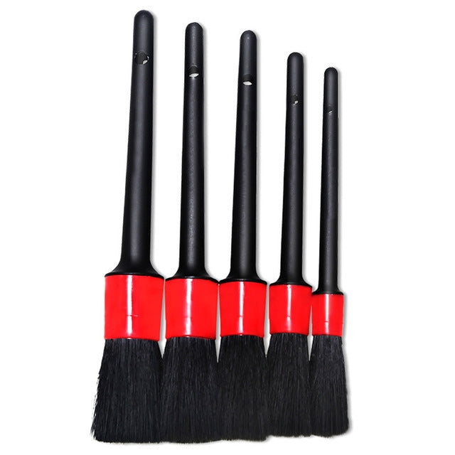 5 in 1 Car Detailing Brush Cleaning Natural Boar Hair Brushes Auto Detail Tools Products Wheels Dashboard,Random Color Delivery - Car washing supplies by PMC Jewellery | Online Shopping South Africa | PMC Jewellery