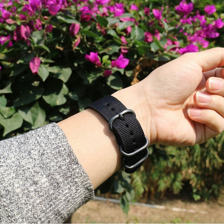 Washable Nylon Canvas Watchband, Band Width:18mm(Black with Silver Ring Buckle) - 18mm Bands by PMC TechLife | Online Shopping South Africa | PMC TechLife | Buy Now Pay Later Mobicred
