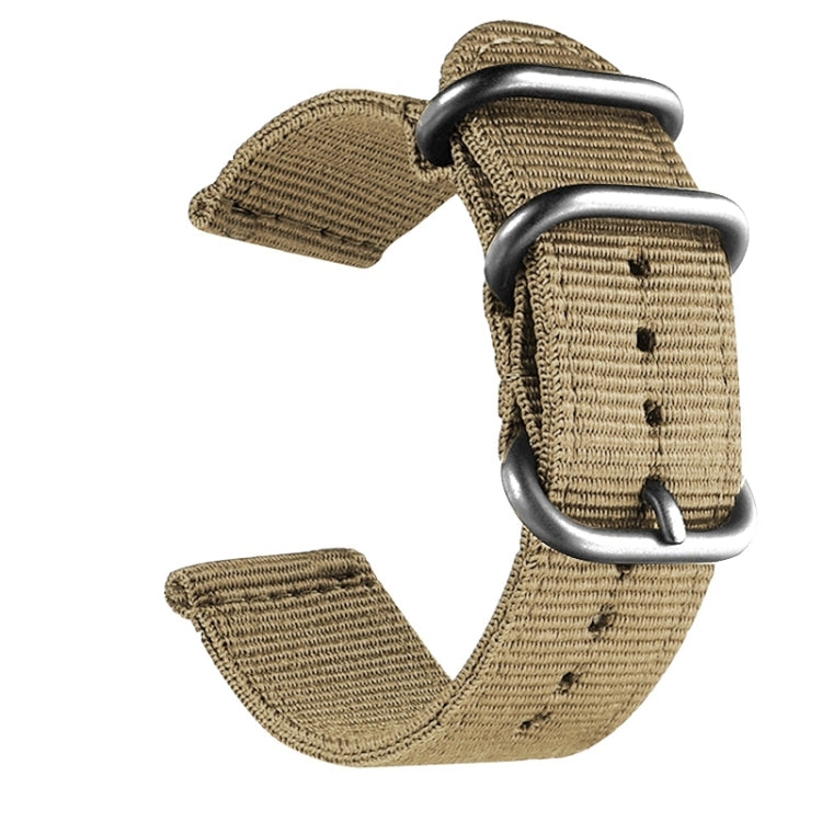 Washable Nylon Canvas Watchband, Band Width:20mm(Khaki with Silver Ring Buckle) - free shipping - PMC TechLife - Order now!
