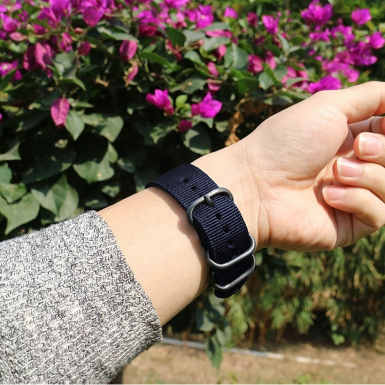 Washable Nylon Canvas Watchband, Band Width:22mm(Dark Blue with Silver Ring Buckle) - free shipping - PMC TechLife - Order now!