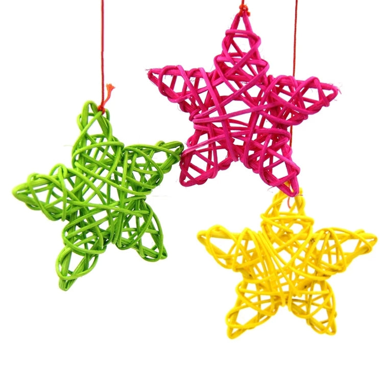 10 PCS 6cm Artificial Straw Ball DIY Decoration Rattan Stars Christmas Decor Home Ornament Supplies(Red) - Ornaments by PMC Jewellery | Online Shopping South Africa | PMC Jewellery