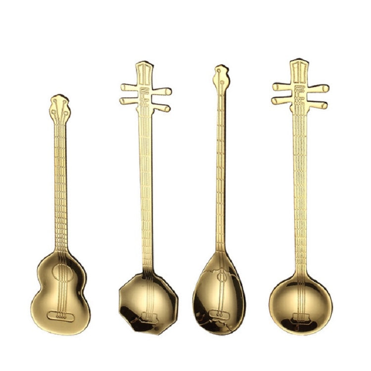 Stainless Steel Coffee Mixing Spoon Creative Musical Instrument Shape Spoon, Style:Guitar, Color:Silver - free shipping - PMC TechLife - Order now!
