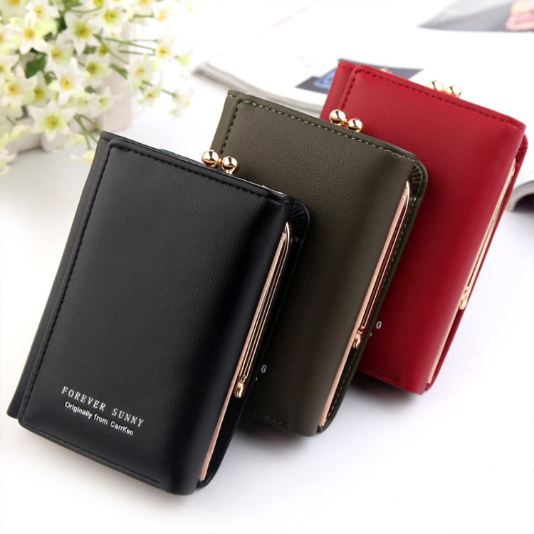 Short Wllet Lady Small Wallet Multi-Card Three Fold(Black) - Wallets by PMC TechLife | Online Shopping South Africa | PMC TechLife | Buy Now Pay Later Mobicred