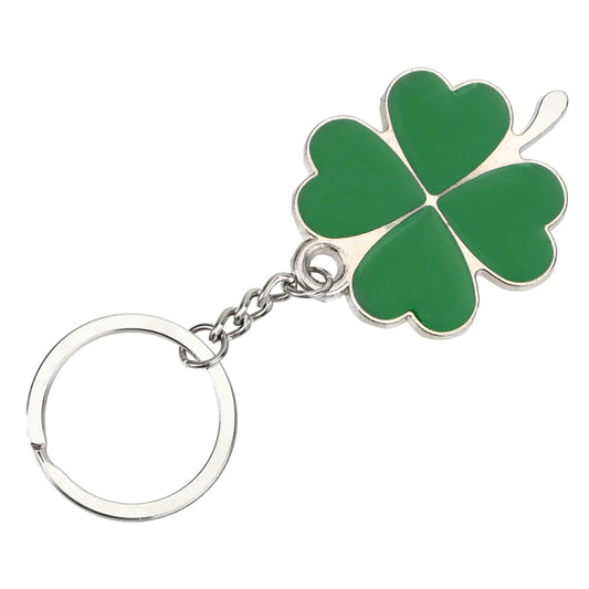 Green Leaf Car Keychain Keyring Lucky Key Chain Purse Bag Pendants Steel Stainless Car Styling Four-leaf Clover Key Rings - Key Rings by PMC Jewellery | Online Shopping South Africa | PMC Jewellery