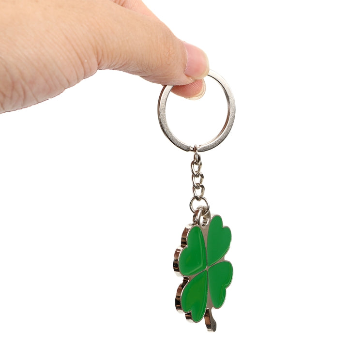 Green Leaf Car Keychain Keyring Lucky Key Chain Purse Bag Pendants Steel Stainless Car Styling Four-leaf Clover Key Rings - Key Rings by PMC Jewellery | Online Shopping South Africa | PMC Jewellery