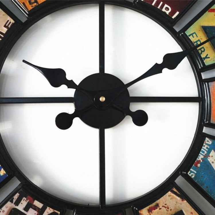 Digital Round Retro Wall Clock Creative License Plate Wrought Iron Decorative Clock(Colorful) - Wall Clock by PMc TechLife | Online Shopping South Africa | PMc TechLife | Buy Now Pay Later Mobicred