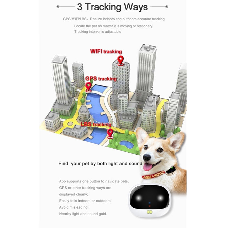 RF-V43 A Style IP67 Waterproof GPS + LBS + WiFi Pet Locator Pet Collar Tracking Device For Asia/Europe/Africa/Australia(White) - Pet Tracker by PMC Jewellery | Online Shopping South Africa | PMC Jewellery | Buy Now Pay Later Mobicred