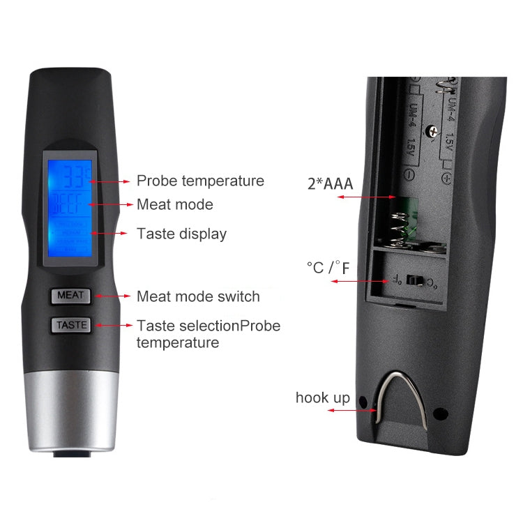 TS-BN60 Kitchen Food Cooking Double Fork Thermometer with Backlight - Cooking Thermometers by PMC TechLife | Online Shopping South Africa | PMC TechLife | Buy Now Pay Later Mobicred