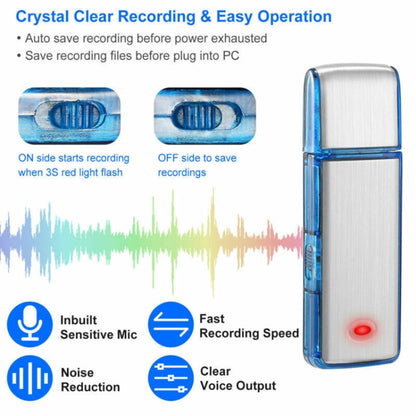 SK858 32GB Rechargeable Portable U-Disk Meeting Voice Recorder (Blue) - U-Disk Recorder by PMC Jewellery | Online Shopping South Africa | PMC Jewellery | Buy Now Pay Later Mobicred