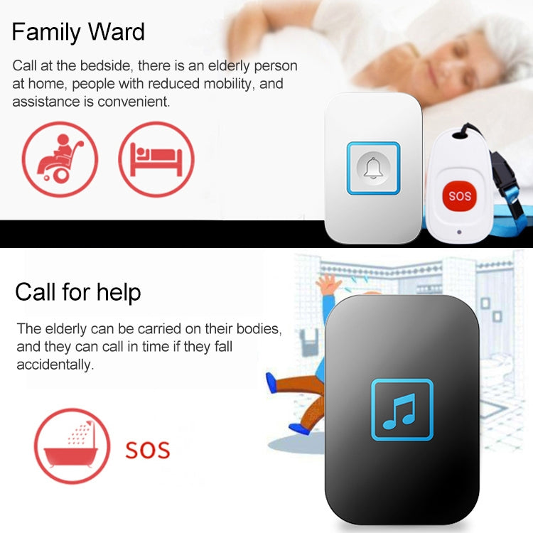 CACAZI C86 Wireless SOS Pager Doorbell Old man Child Emergency Alarm Remote Call Bell, UK Plug(White) - Wireless Doorbell by CACAZI | Online Shopping South Africa | PMC Jewellery | Buy Now Pay Later Mobicred