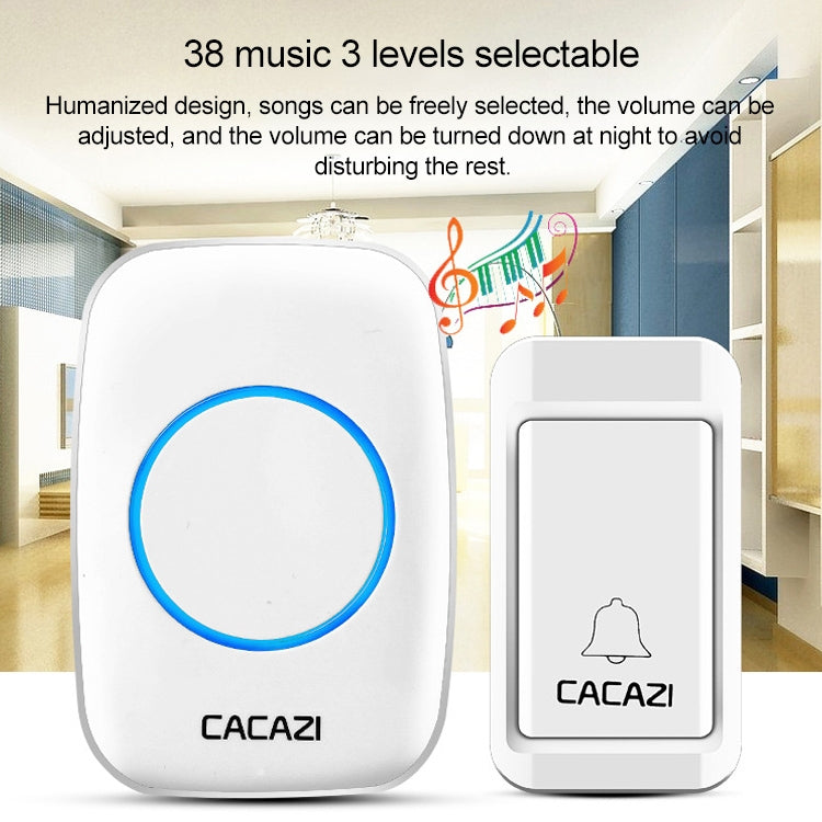 CACAZI A10G One Button Three Receivers Self-Powered Wireless Home Cordless Bell, UK Plug(White) - Wireless Doorbell by CACAZI | Online Shopping South Africa | PMC Jewellery