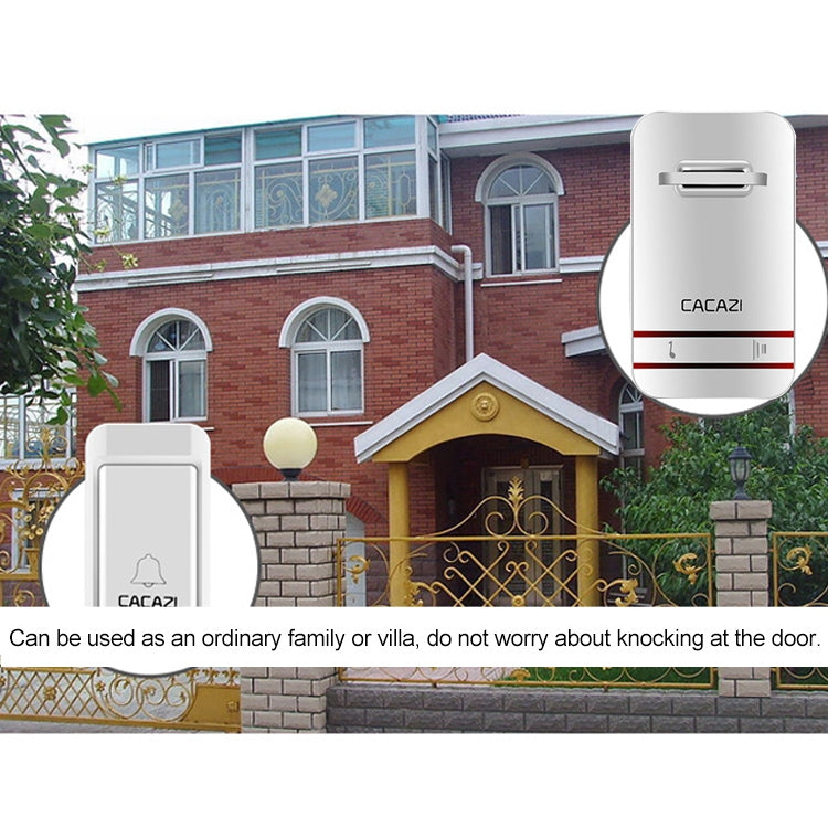 CACAZI V027G One Button Three Receivers Self-Powered Wireless Home Kinetic Electronic Doorbell, US Plug - free shipping - PMC TechLife - Order now!