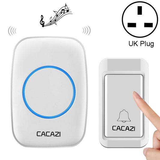 CACAZI A10G One Button One Receivers Self-Powered Wireless Home Cordless Bell, UK Plug(White) - Wireless Doorbell by CACAZI | Online Shopping South Africa | PMC Jewellery | Buy Now Pay Later Mobicred