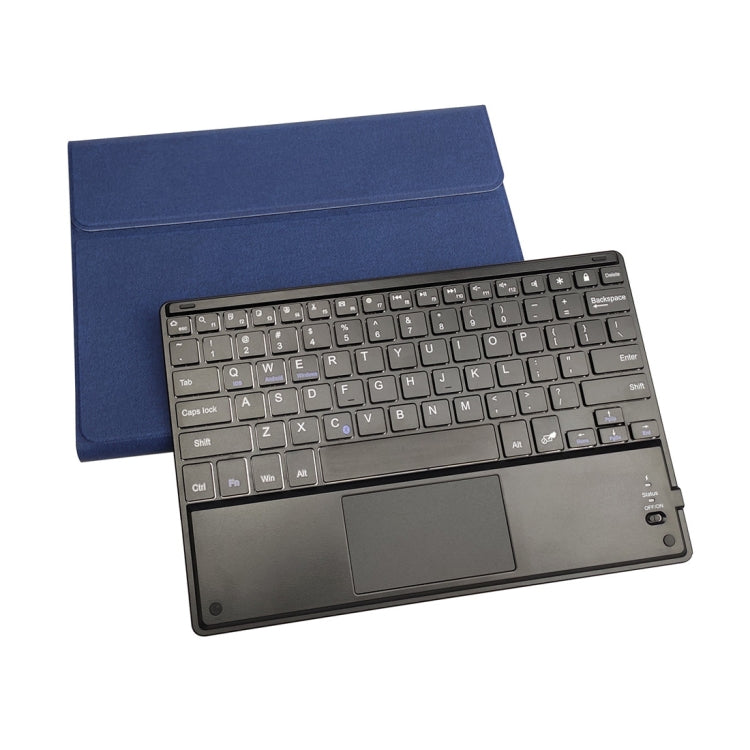 RK102C Detachable Magnetic Plastic Bluetooth Keyboard with Touchpad + Silk Pattern TPU Tablet Case for iPad 10.2, with Pen Slot & Bracket(Blue) - Universal by PMC Jewellery | Online Shopping South Africa | PMC Jewellery